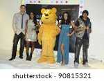 Small photo of Kevin Pietersen, Alexandra Burke, Tamara Ecclestone and Chipmunk pose in Debenhams shop window in aid of Children in Need, Oxford Street, London. 09/11/2011 Picture by: Steve Vas / Featureflash