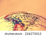 South America  on atlas world map