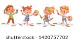 group of children are holding... | Shutterstock .eps vector #1420757702