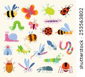 Set Funny Insects. Cartoon...