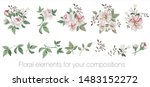 vector floral set with leaves... | Shutterstock .eps vector #1483152272