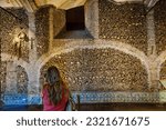 Small photo of Capela dos Ossos, chapel of bones, built in the 16th century, convent of San Francisco, Gothic-Manueline, 15th century, Evora, Alentejo, Portugal, Europe