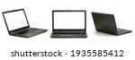 Small photo of Laptop computer with white screen and keyboard angle, front and rear view. Each shot is taken separately