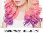 Youth women with curly colored hair. white background. Detail. Isolated.