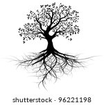 whole black tree with roots... | Shutterstock .eps vector #96221198