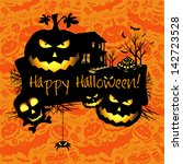 halloween grunge card or... | Shutterstock . vector #142723528