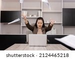 asian businesswoman throwing... | Shutterstock . vector #2124465218