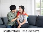 asian lgbt lesbian hug her... | Shutterstock . vector #2152596395