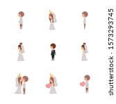set of brides and grooms... | Shutterstock .eps vector #1573293745