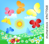 butterflies roundelay over... | Shutterstock .eps vector #69677068