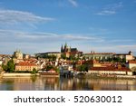 The beautiful landscape of the old town and the Hradcany (Prague Castle) with St. Vitus Cathedral and St. George church in Prague, Czech Republic.