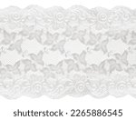 piece of white lace with floral pattern on a white background