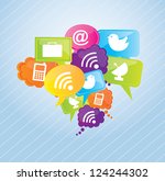 communication icons over blue... | Shutterstock .eps vector #124244302