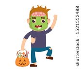 little boy with zombie and... | Shutterstock .eps vector #1521552488