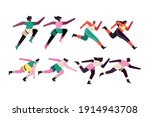 bundle of eight runners... | Shutterstock .eps vector #1914943708