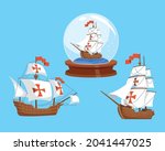 three columbus day caravels... | Shutterstock .eps vector #2041447025