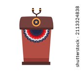 speech lectern with flag icon | Shutterstock .eps vector #2113324838