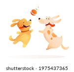 two dogs best friends playing... | Shutterstock .eps vector #1975437365