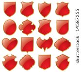 vector set of red shields... | Shutterstock .eps vector #14587255