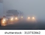 blurred background traffic jams foggy night