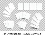Set of playing cards mockups. Blank playing cards on transparent background. Vector illustration.