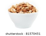 Bowl With Nuts On A White...