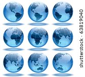 set of nine globes showing... | Shutterstock .eps vector #63819040