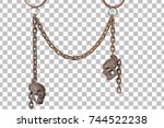 rusty skull with rust chain with clipping path