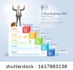 5 steps to business win concept.... | Shutterstock .eps vector #1617883138