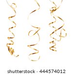 curly and glossy golden ribbon... | Shutterstock . vector #444574012