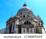 View of Santa Maria della Salute church. It is a Roman Catholic church and minor basilica located at Punta della Dogana in Dorsoduro, Venice.