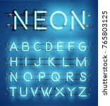 high detailed blue neon... | Shutterstock .eps vector #765803125