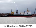      Container ship in the port of Hamburg                          