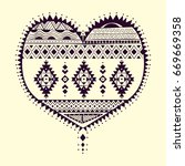 tribal heart. fancy abstract... | Shutterstock . vector #669669358