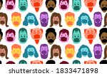 pattern of people wearing masks ... | Shutterstock .eps vector #1833471898