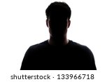 Typical upper body man silhouette wearing a t-shirt - mysterious face