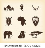 African Icon Set Vector