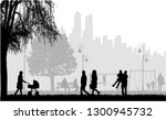 people silhouettes  urban... | Shutterstock .eps vector #1300945732