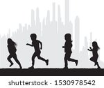 children silhouettes running.... | Shutterstock .eps vector #1530978542