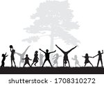 children black silhouettes in... | Shutterstock .eps vector #1708310272