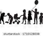 silhouette of children on white ... | Shutterstock .eps vector #1710128038