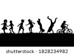 children black silhouettes in... | Shutterstock .eps vector #1828234982