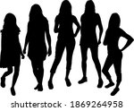 women silhouettes on a white... | Shutterstock . vector #1869264958