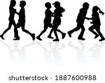 dancing children silhouettes ... | Shutterstock .eps vector #1887600988