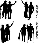 senior .silhouettes of people.  | Shutterstock .eps vector #195606185