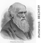 Small photo of Charles Darwin - Picture from Meyers Lexicon books written in German language. Collection of 21 volumes published between 1905 and 1909.