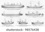 Vintage Drawing Of Ships Types...