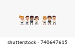 group of pixel art office... | Shutterstock .eps vector #740647615