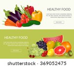 healthy food  banners set.fresh ... | Shutterstock .eps vector #369052475