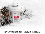 white christmas lantern with... | Shutterstock . vector #332542832